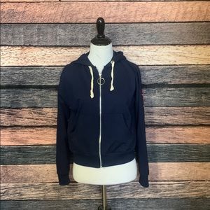 Blue Zip Up Jacket w/ Red Detailing on Arms